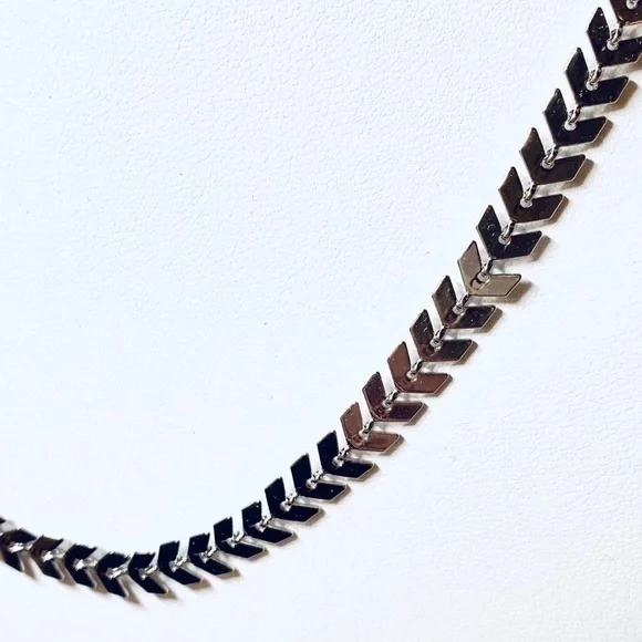 Chevron Silver Choker 16” Necklace - Picture 5 of 11